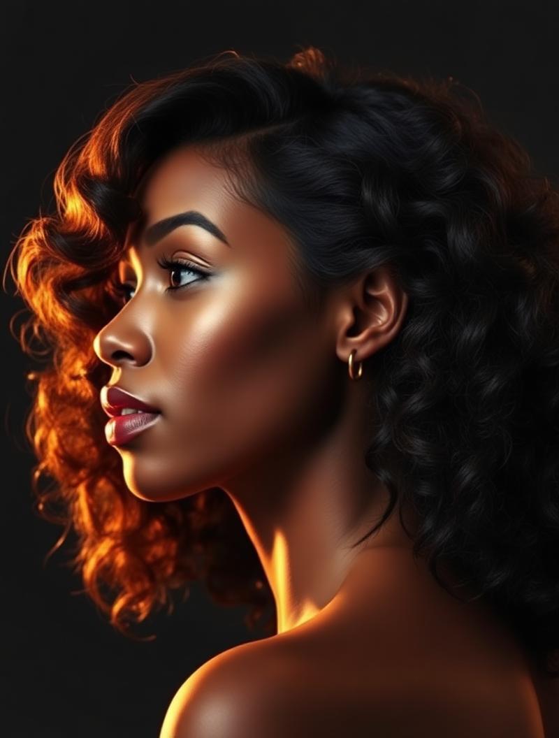 Editorial portrait — luxury wig installation